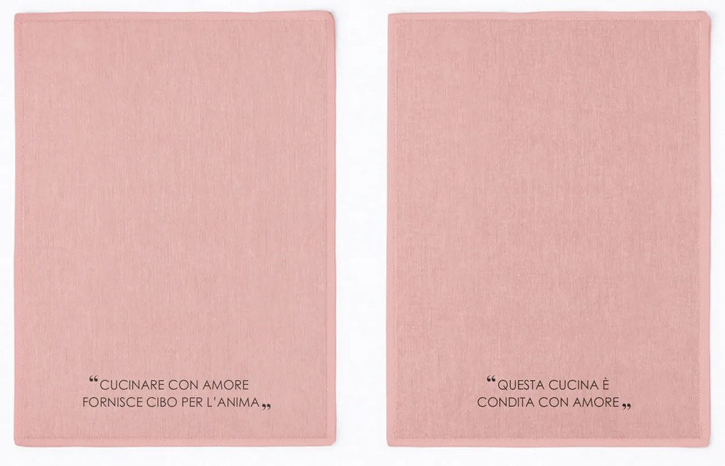 Set 2 strofinacci 45x65 cm ruggine con scritta in misto cotone