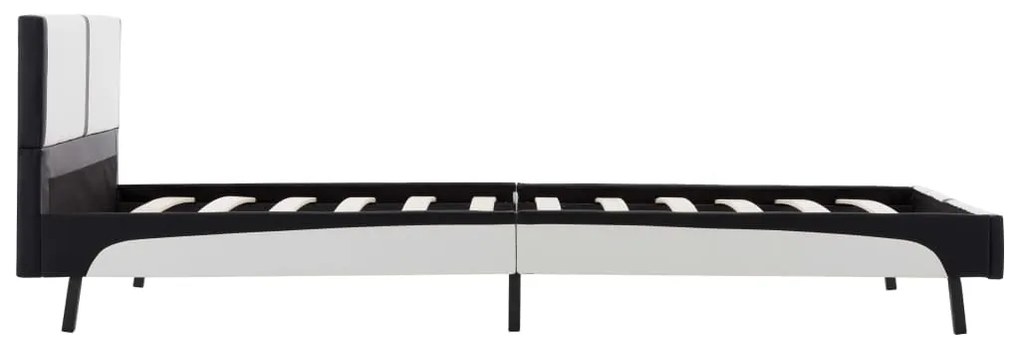 Letto con materasso memory bianco nero in similpelle 90x200 cm