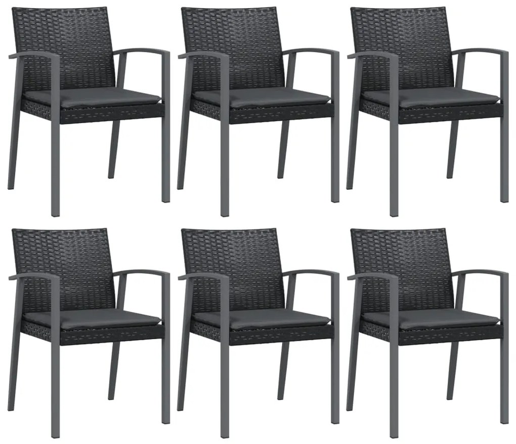 Set pranzo da giardino 7 pz con cuscini in polyrattan e acciaio