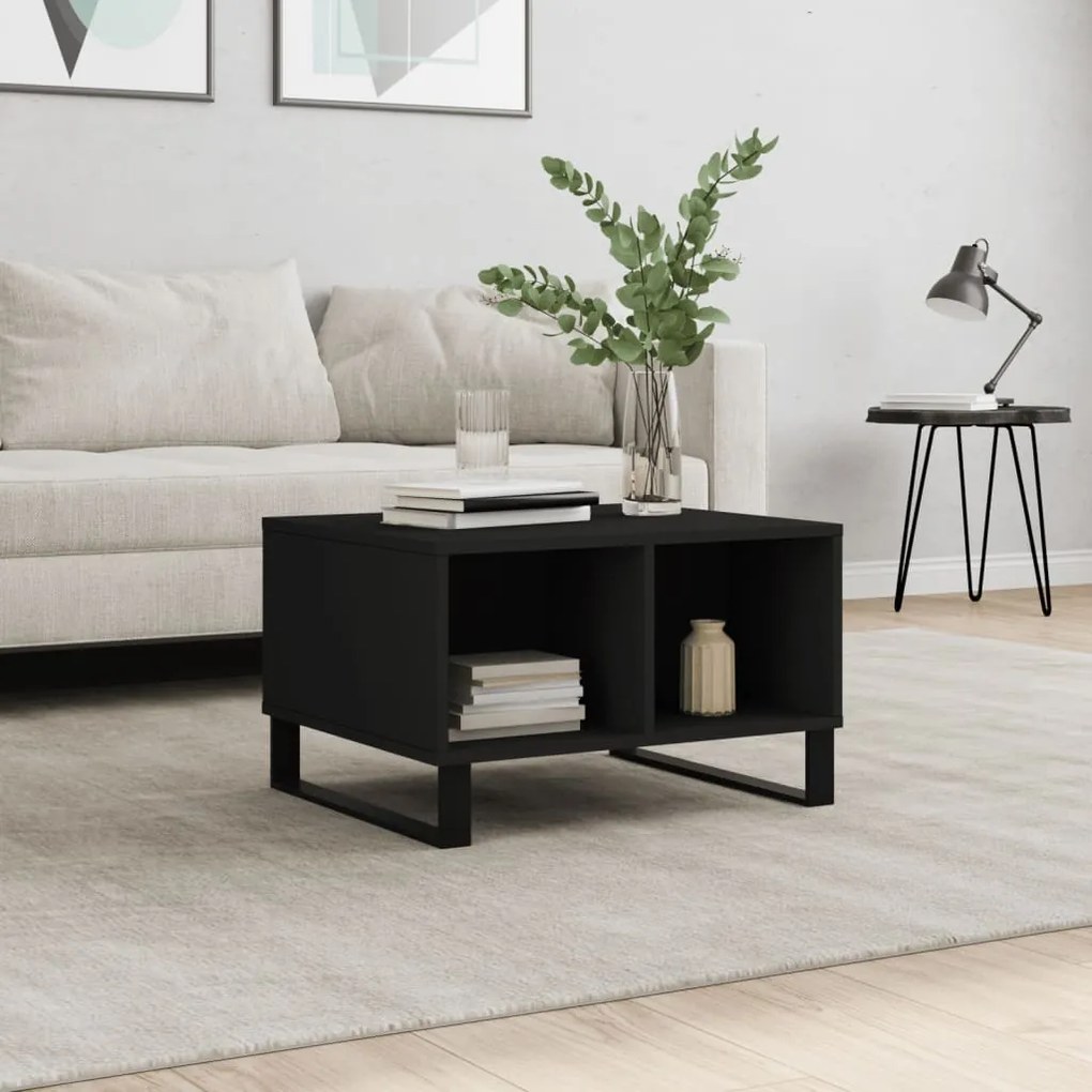 Tavolino Da Salotto Nero 60x50x36,5 Cm İn Legno Multistrato /