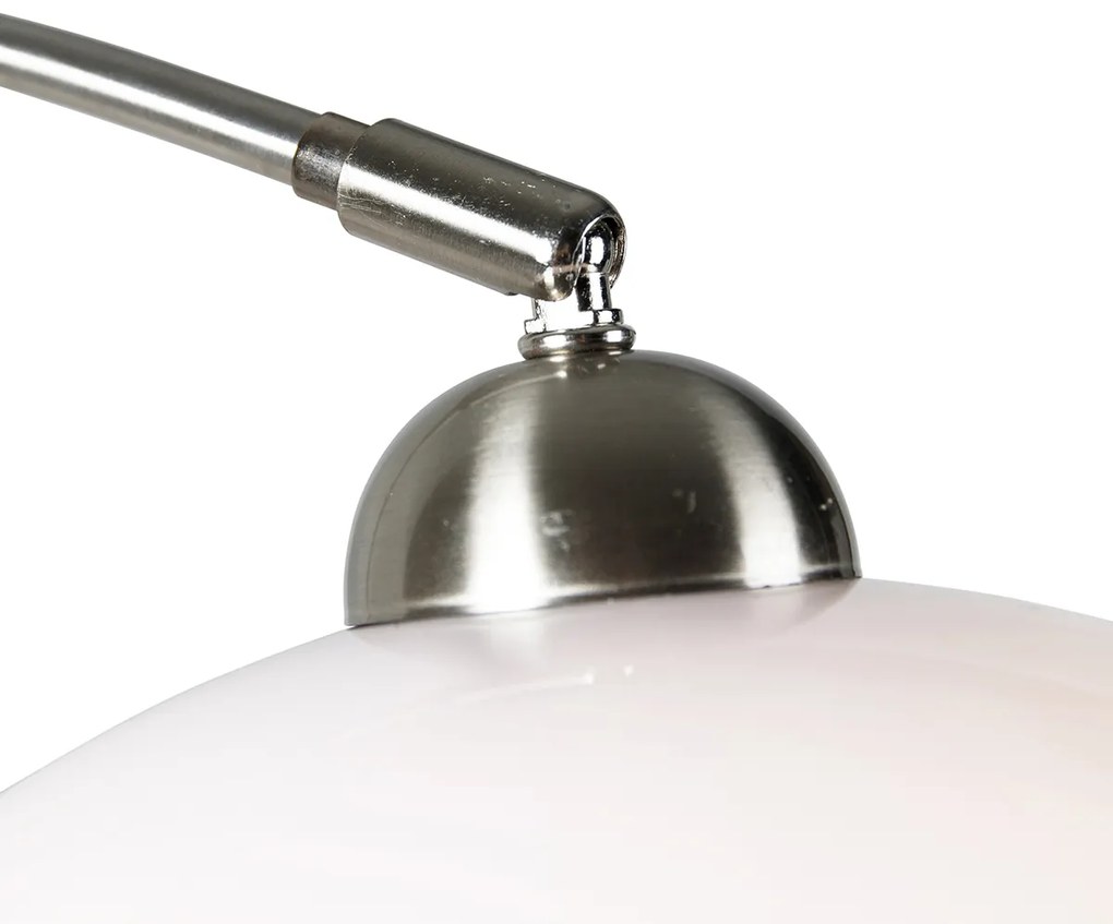 Lampada da parete ad arco intelligente in acciaio con paralume bianco incl. Wifi A60 - Bow