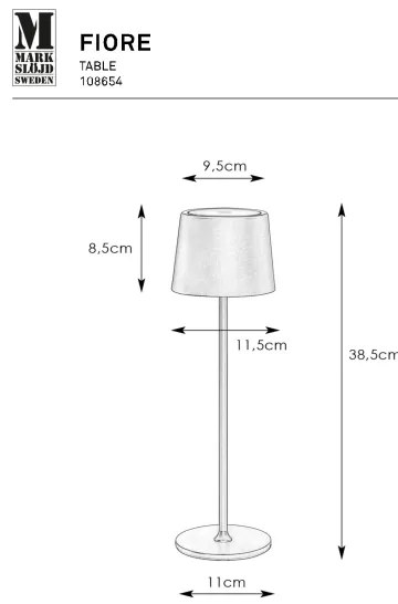 Markslöjd 108654 - Lampada ricaricabile dimmerabile FIORE LED/2W/5V IP44 38cm bi