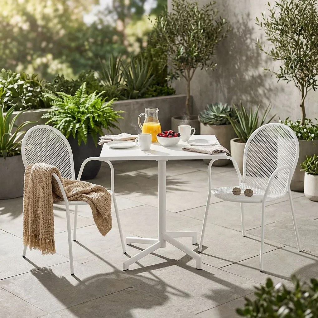 OPERA - set tavolo in alluminio cm 70 x 70 x 73 h con 2 poltrone Maris