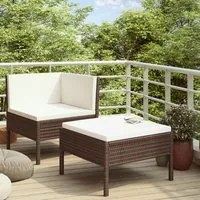 Set Divani da Giardino 2 pz con Cuscini in Polyrattan Marrone cod mxl 37755