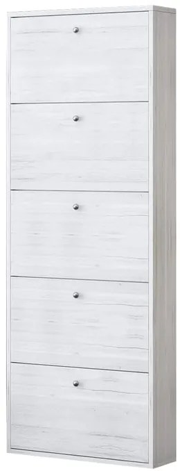 Scarpiera 5 ante L 73 x H 180 x P 15 cm 15 paia, grigio