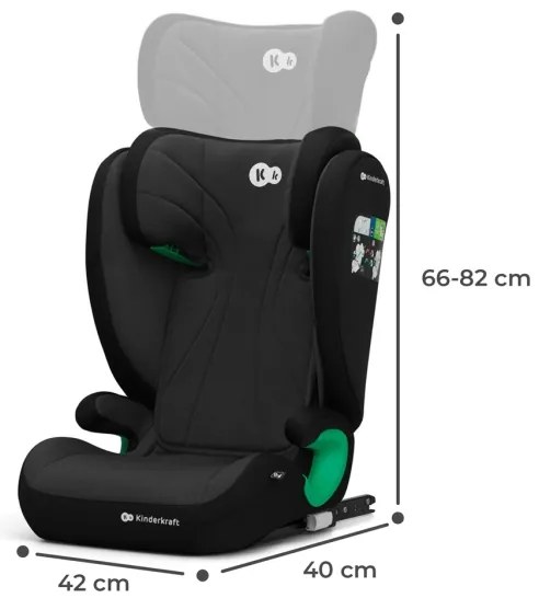 KINDERKRAFT - Seggiolino auto JUNIOR FIX 2 (100-150 cm) Graphite nero