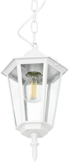 Lampadario da esterno a sospensione con catena 1xE27/60W/230V IP44 bianco