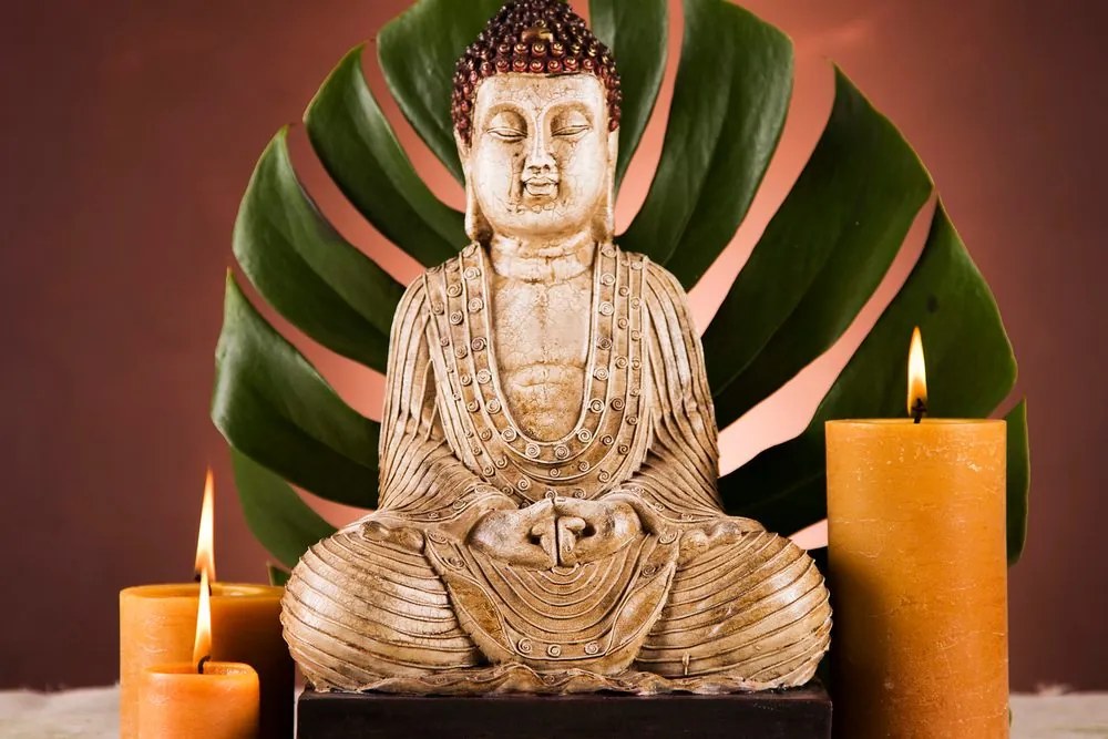 Quadro su tela – Buddha con natura morta rilassante