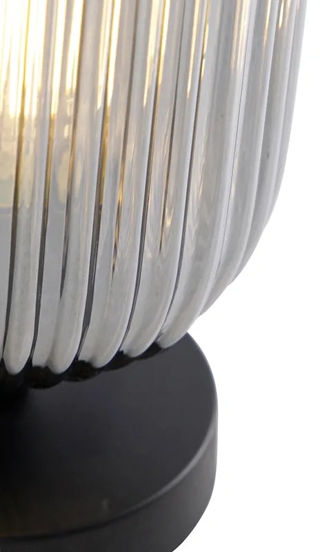 Lampada da tavolo Art Déco nera con vetro fumé - Banci