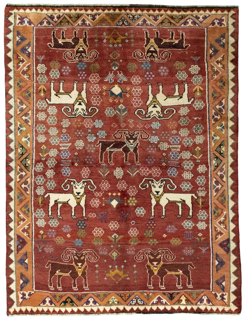 Shiraz Tappeto persiano 200 x 150 Rosso (Iran) Annodato A Mano