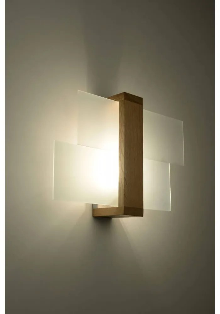 Applique da Soffitto Legno naturale e Vetro FENIKS 1 E27 da Interno Colore del corpo Legno