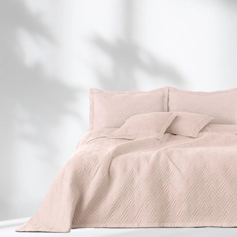 Copriletto rosa chiaro in microfibra trapuntato 170x210 cm Ophelia - AmeliaHome