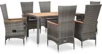 Set da Pranzo per Esterni 7 pz con Cuscini in Polyrattan Grigio 46039