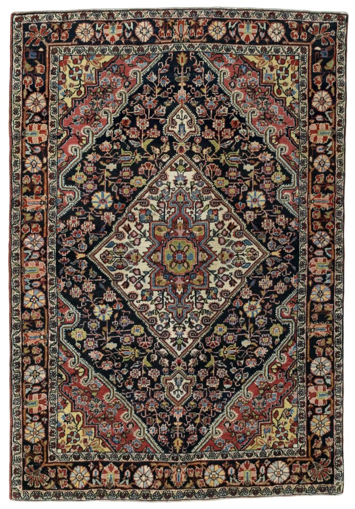 Jozan Tappeto 110 x 150 Blu (Iran) Annodato A Mano
