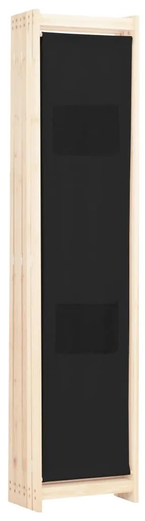 Divisorio a 6 pannelli nero 240x170x4 cm in tessuto