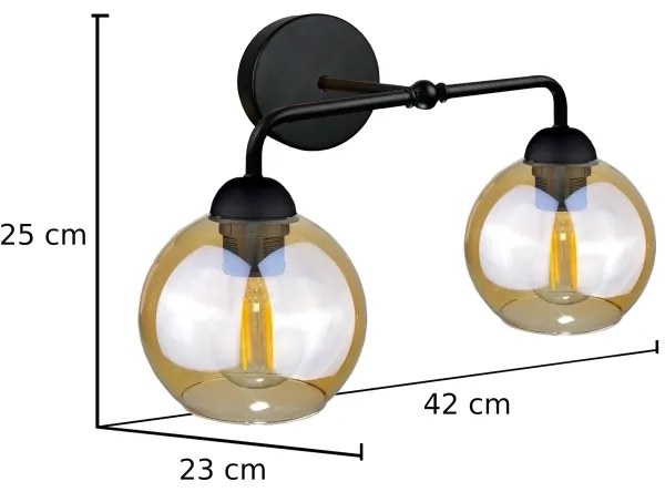 Applique MELLE BLACK 2xE27/60W/230V