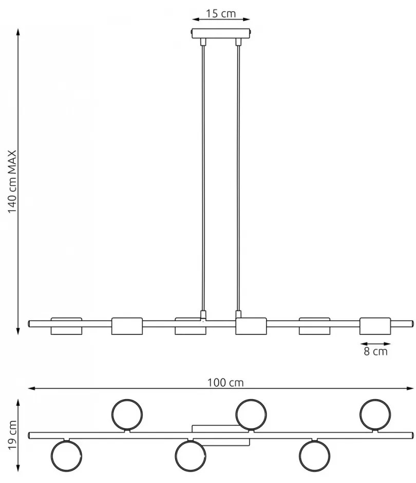 Lampadario a sospensione SORA 6 Nero 6xGX53 da interno Colore del corpo Nero