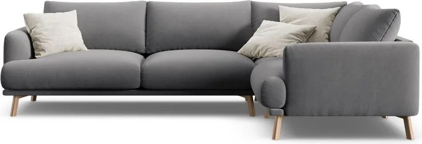 Divano angolare grigio (con penisola a destra/a L) con rivestimento in velluto Naomi – Micadoni