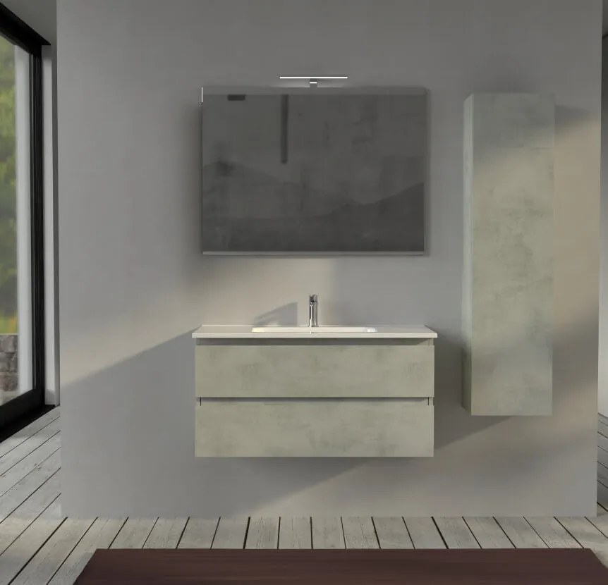 Mobile bagno 100 cm sospeso colore Grigio - Sofia