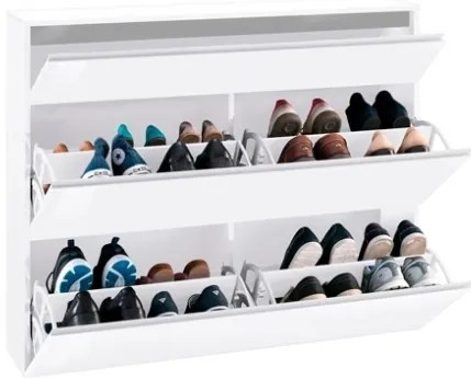 Scarpiera Da Ingresso 3 Ante 120x26x108 Bianco Laccato 24 Paia Magic Made in Italy