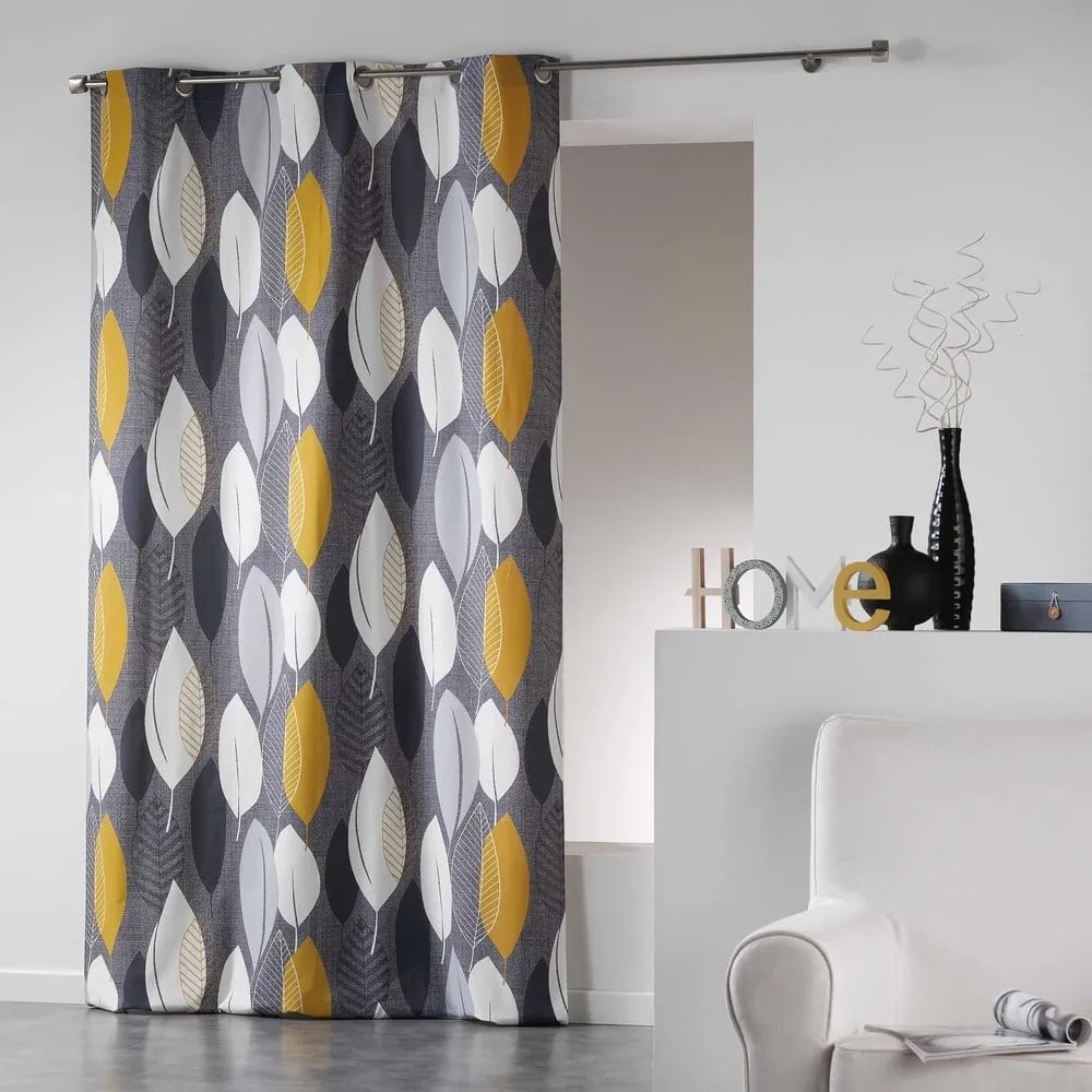 Tenda giallo-grigio 140x240 cm Leafy - douceur d'intérieur