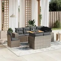 Set Divano da Giardino 9 pz con Cuscini Grigio in Polyrattan 3272733