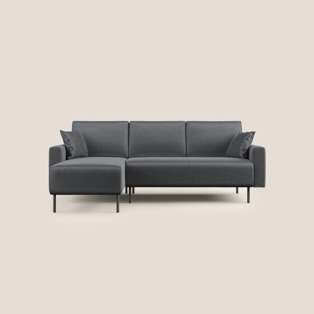 Arthur divano moderno angolare in velluto morbido impermeabile T01 antracite