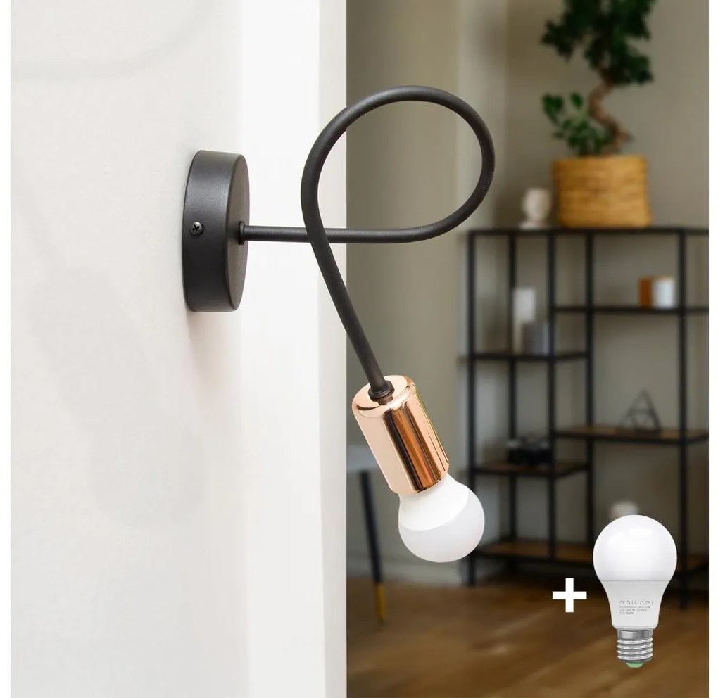 Applique TUBE 1xE27/15W/230V nero