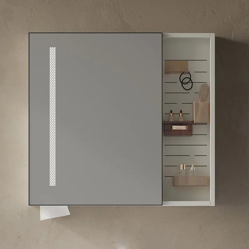 Kamalu - Mobile bagno 80 cm lavabo integrato e specchio contenitore | KAM-NS80