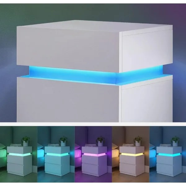 Comodino SMARTIE con illuminazione integrata, bianco