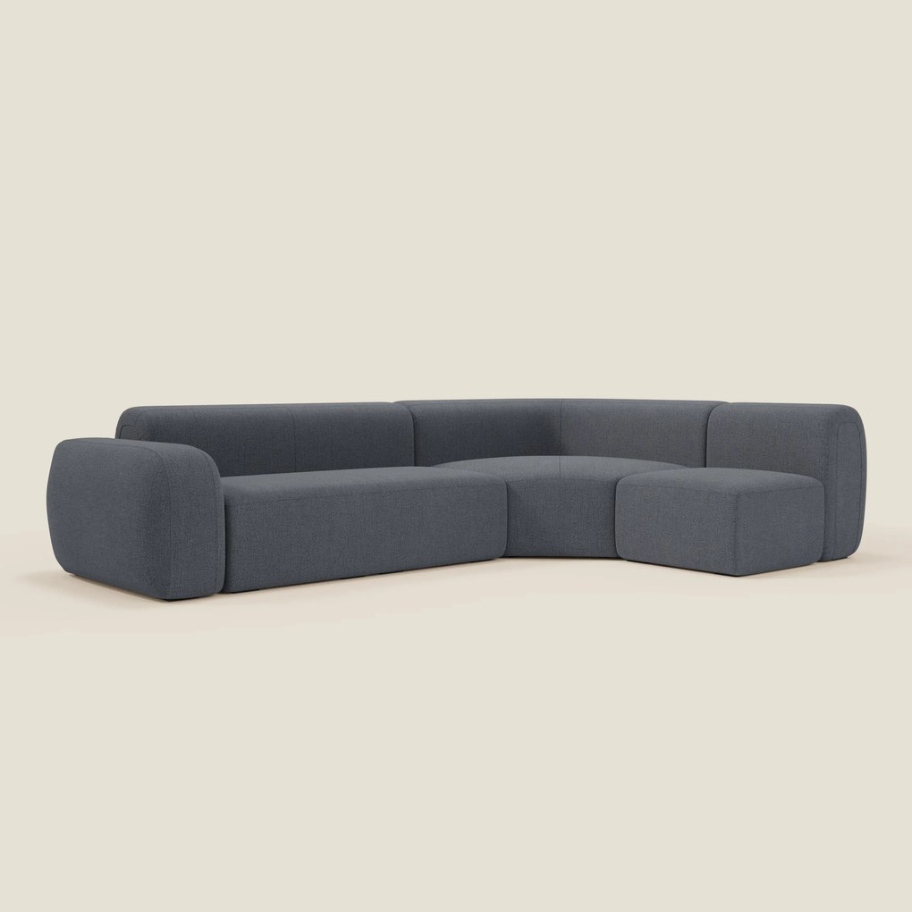 BonBon divano angolare componibile e modulare - tessuto smacchiabile T23 blu grafite