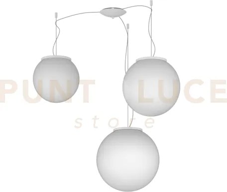 Mars sospensione spostabile vetro bianco d.25+30+35 cm 3 luci attac...