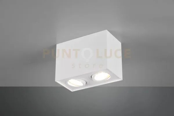 Biscuit cubo bianco 2 spots orientabili l. 17,8 x 9,6cm h. 12,5cm a...