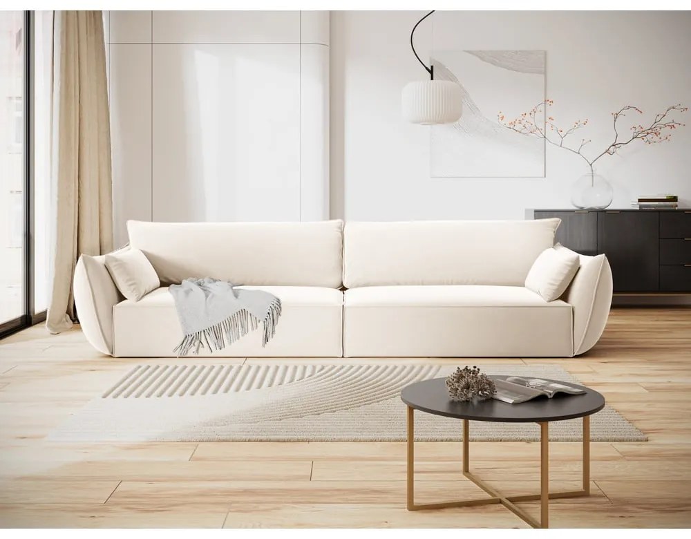 Divano beige con rivestimento in velluto 248 cm Vanda – Mazzini Sofas