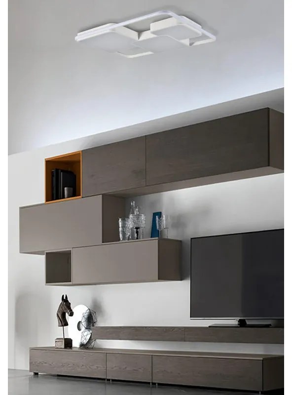 Plafoniera LED design Yanira, bianco 80x60 cm, luce con 3 temperature di colore dimmerabile NOVECENTO