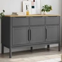 Credenza FLORO Grigia 114x43x74 cm in Legno Massello di Pino 374025