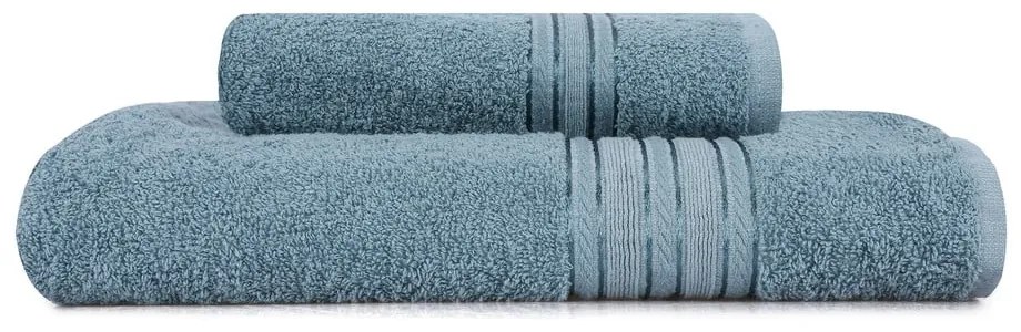 Asciugamani e teli da bagno in cotone blu in un set di 2 pezzi Dora - Foutastic