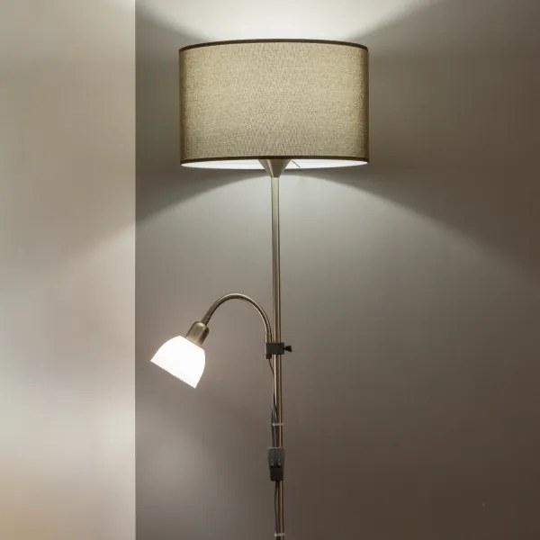 Brilagi - Lampada da terra CERIA 1xE27/100W/230V + 1xE14/25W cromo opaco/marrone