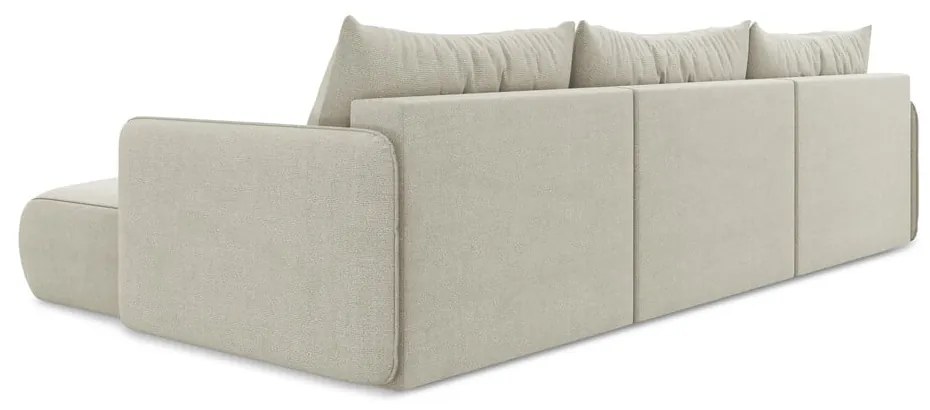 Divano angolare color crema allungabile/con contenitore Nanea – Makamii