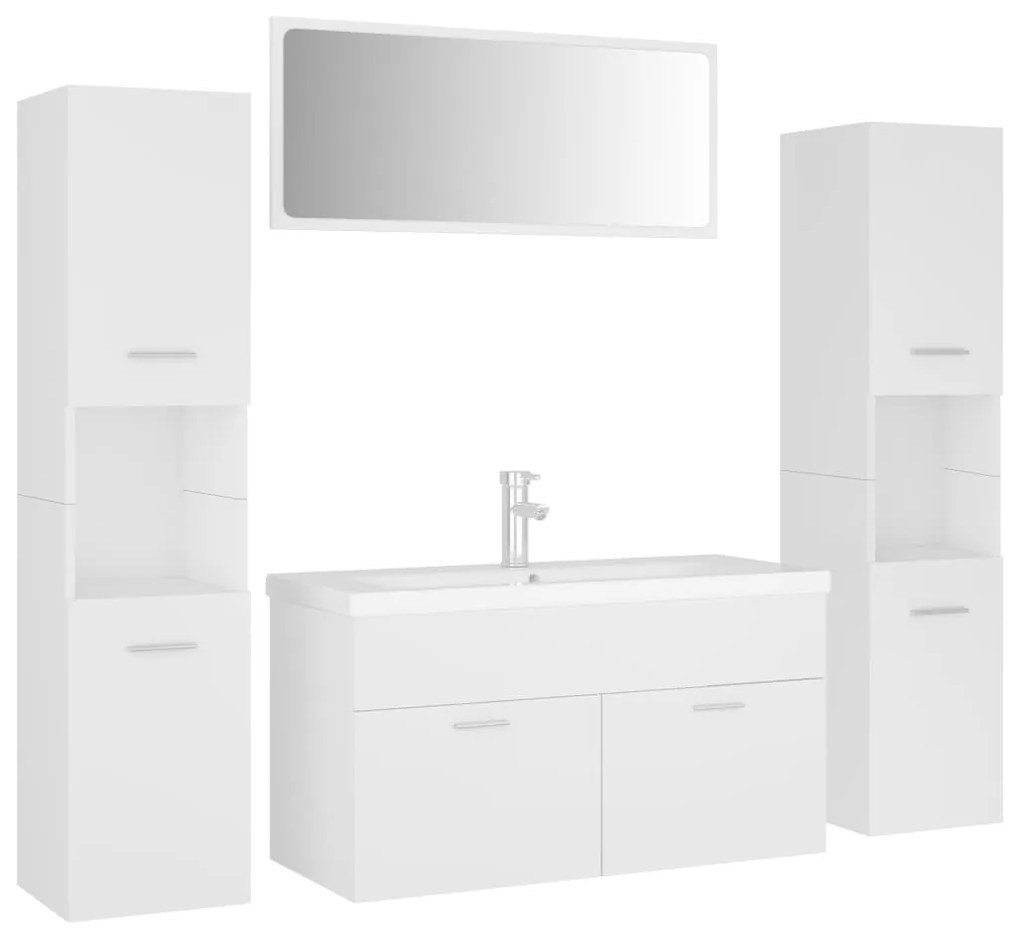 Set mobili da bagno bianco in legno multistrato