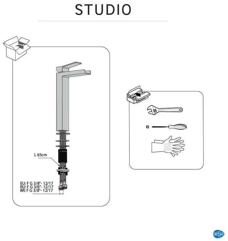 Rubinetto per lavabo getto a cascata d'acqua Studio cromato lucido SENSEA H 31 cm