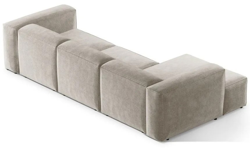 Divano angolare beige (con penisola a sinistra/con chaise lounge) con rivestimento in velluto a coste Bergamo – Cosmopolitan Design