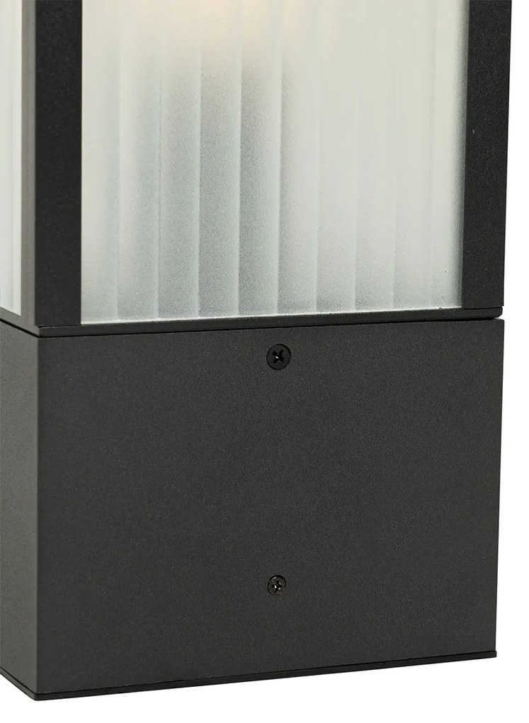 Lampada da esterno da terra nera con vetro a coste 40 cm IP44 - Charlois