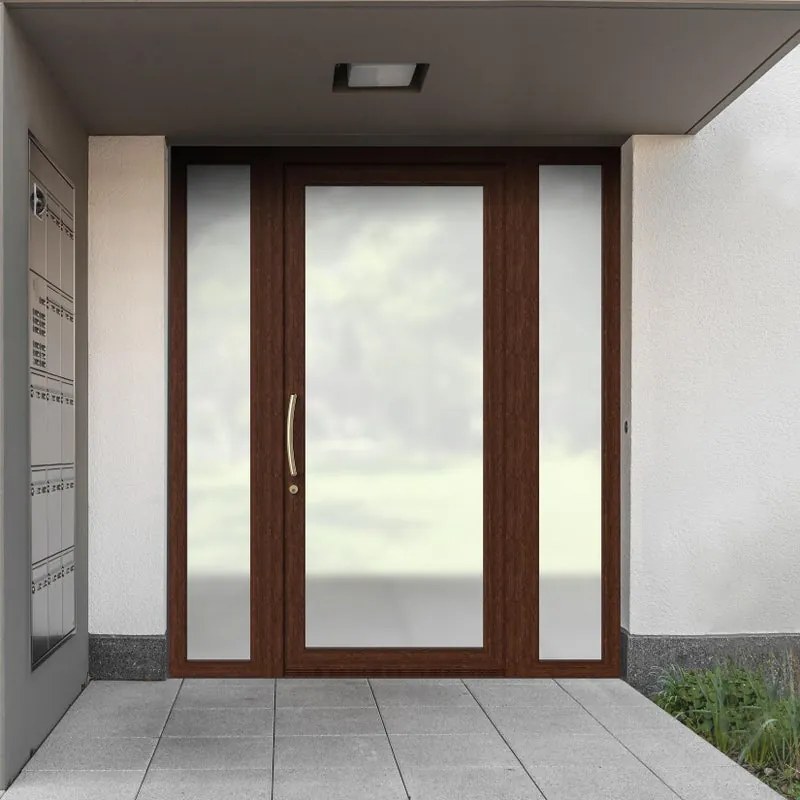 Portoncino d'ingresso Condo10 L 90 x H 210 cm in PVC noce, apertura spingere a destra