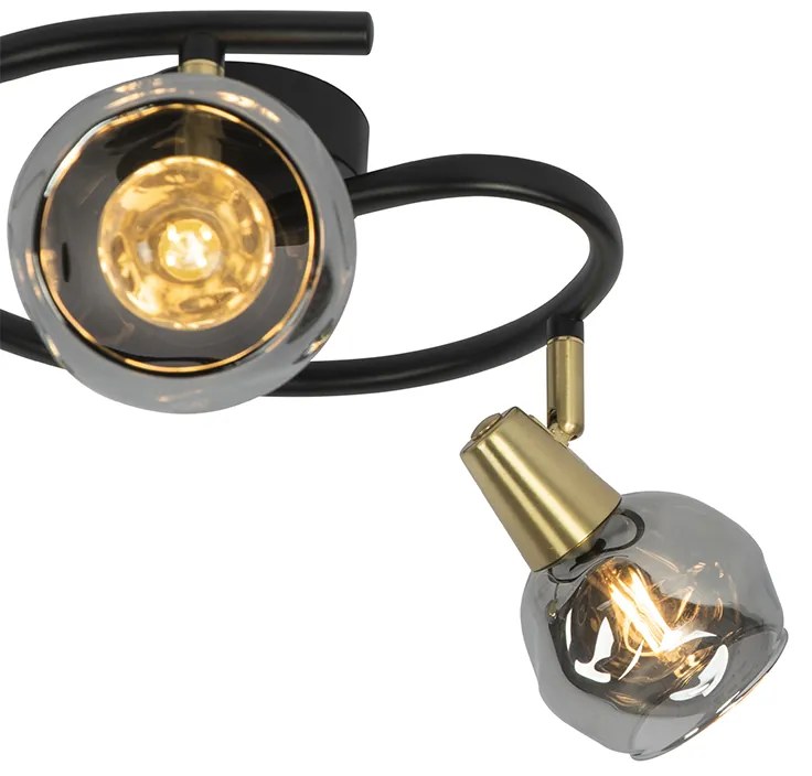 Plafoniera Art Déco vetro fumé nero 3 luci - VIDRO