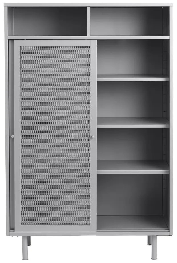 Armadietto grigio in metallo con ante scorrevoli 90x140x40 cm Veep – Unique Furniture