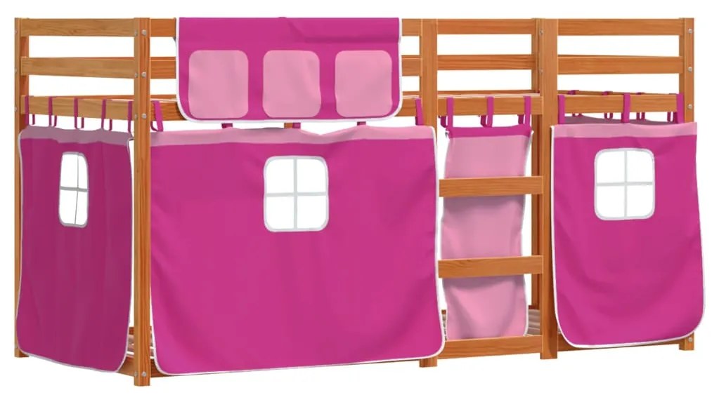 Letto a castello senza materasso rosa 90x200 cm legno di pino