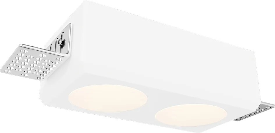 Portafaretto Rettangolare 150x80mm 2xGU10 in Gesso Effetto Tondo