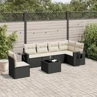 Set Divani da Giardino con Cuscini 7pz Nero Polyrattan 3220235