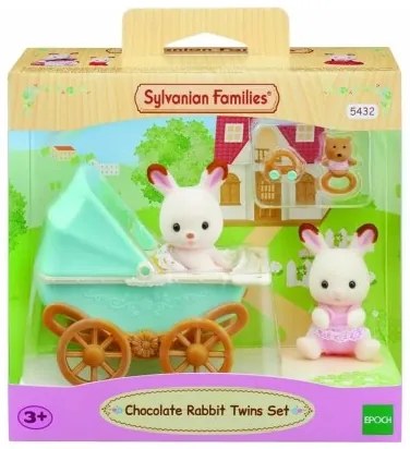 Playset Sylvanian Families Chocolate Bunny Twins and Double Stroller